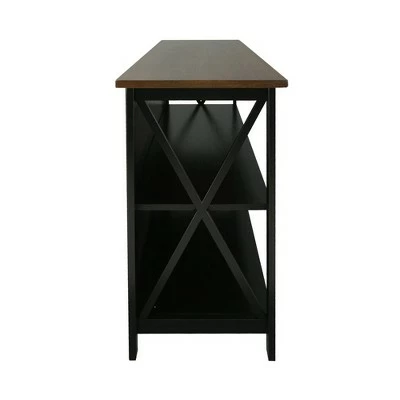 Solid American Cherry Wood Top TV Console with 2 Shelves Antique Cherry/Black - Flora Home 2 Solid American Cherry Wood Top TV Console with 2 Shelves Antique Cherry/Black - Flora Home