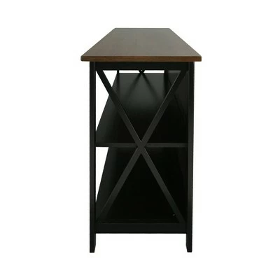 Solid American Cherry Wood Top TV Console with 2 Shelves Antique Cherry/Black - Flora Home 3 Solid American Cherry Wood Top TV Console with 2 Shelves Antique Cherry/Black - Flora Home - Image 2