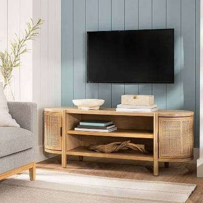 Threshold Designed W/Studio McGee Portola Hills Caned Door TV Stand for TVs up to 60" - Threshold™ designed with Studio McGee Natural 3 Threshold Designed W/Studio McGee Portola Hills Caned Door TV Stand for TVs up to 60" - Threshold™ designed with Studio McGee Natural