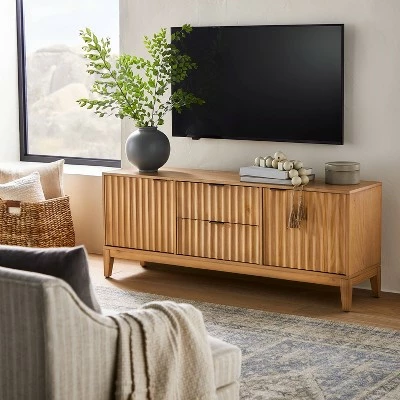 Threshold Designed W/Studio McGee Thousand Oaks Wood Scalloped TV Stand for TVs up to 50" Brown - Threshold™ designed with Studio McGee 3 Threshold Designed W/Studio McGee Thousand Oaks Wood Scalloped TV Stand for TVs up to 50" Brown - Threshold™ designed with Studio McGee