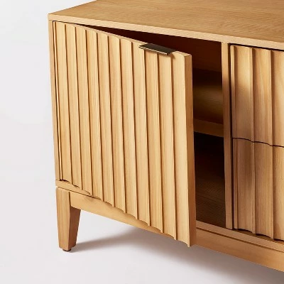 Threshold Designed W/Studio McGee Thousand Oaks Wood Scalloped TV Stand for TVs up to 50" Brown - Threshold™ designed with Studio McGee 5 Threshold Designed W/Studio McGee Thousand Oaks Wood Scalloped TV Stand for TVs up to 50" Brown - Threshold™ designed with Studio McGee - Image 3