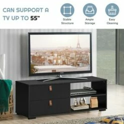 Costway TV Stand Entertainment Media Center Console for TV's up to 55'' Walnut/Black -Cheap TV Stands Store unnamed file 5863