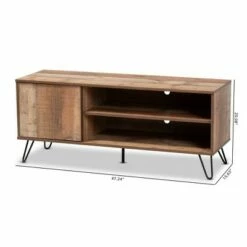 Iver 1 Door Wood TV Stand for TVs up to 50" Rustic Oak/Black - Baxton Studio -Cheap TV Stands Store unnamed file 5889