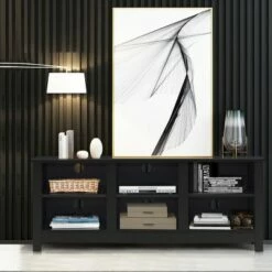 Costway TV Stand Cabinet for TV's Up to 60'' Entertainment Center w/Storage Shelves BlackBrown -Cheap TV Stands Store unnamed file 5917