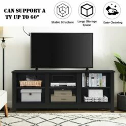 Costway TV Stand Cabinet for TV's Up to 60'' Entertainment Center w/Storage Shelves BlackBrown -Cheap TV Stands Store unnamed file 5918