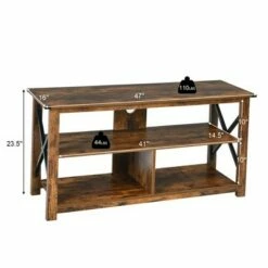 Costway Modern Farmhouse TV Stand Entertainment Center for TV's up to 55'' w/Open Shelves