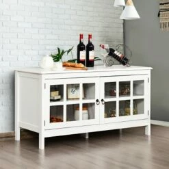 Costway 50''TV Stand Modern Wood Storage Console Entertainment Center w/ 2 Doors White -Cheap TV Stands Store unnamed file 5940
