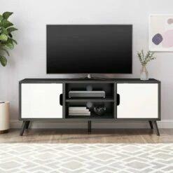 Peermont Mid-Century Modern TV Stand for TVs up to 53" - Christopher Knight Home Walnut/white