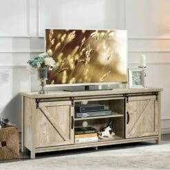 Costway TV Stand Media Center Console Cabinet Sliding Barn Door for TV's 60'' -Cheap TV Stands Store unnamed file 5953