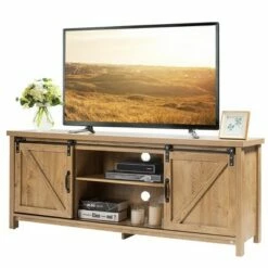 Costway TV Stand Media Center Console Cabinet Sliding Barn Door for TV's 60'' -Cheap TV Stands Store unnamed file 5960