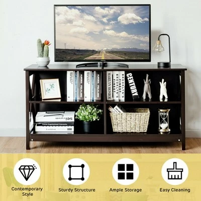 Costway TV Stand Entertainment Media Center for TV's up to 55'' w/ Storage Shelves Brown/Gray/White 8 Costway TV Stand Entertainment Media Center for TV's up to 55'' w/ Storage Shelves Brown/Gray/White - Image 6