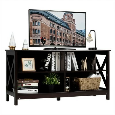 Costway TV Stand Entertainment Media Center for TV's up to 55'' w/ Storage Shelves Brown/Gray/White 12 Costway TV Stand Entertainment Media Center for TV's up to 55'' w/ Storage Shelves Brown/Gray/White - Image 10