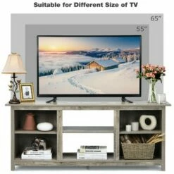 Costway 58'' 2-Tier TV Stand Entertainment Media Center Console Up to 65'' Grey -Cheap TV Stands Store unnamed file 5979