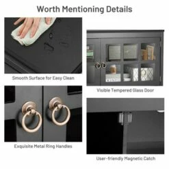 Costway 50'' TV Stand Modern Wood Storage Console Entertainment Center w/ 2 Doors Black -Cheap TV Stands Store unnamed file 5990