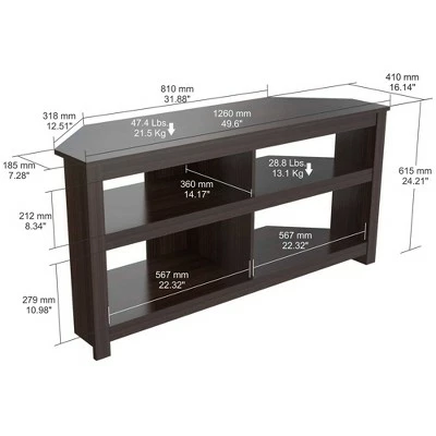 Corner TV Stand for TVs up to 60" Espresso - Inval 6 Corner TV Stand for TVs up to 60" Espresso - Inval - Image 4