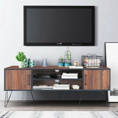 Costway TV Stand Media Center Storage Cabinet & Shelf Hold up to 60''TV W/ Metal leg 6 Costway TV Stand Media Center Storage Cabinet & Shelf Hold up to 60''TV W/ Metal leg - Image 4