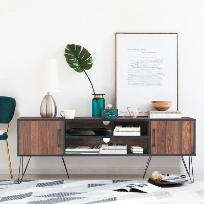 Costway TV Stand Media Center Storage Cabinet & Shelf Hold up to 60''TV W/ Metal leg 7 Costway TV Stand Media Center Storage Cabinet & Shelf Hold up to 60''TV W/ Metal leg - Image 5