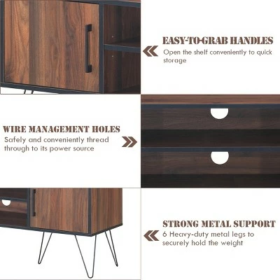 Costway TV Stand Media Center Storage Cabinet & Shelf Hold up to 60''TV W/ Metal leg 11 Costway TV Stand Media Center Storage Cabinet & Shelf Hold up to 60''TV W/ Metal leg - Image 9