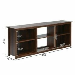 Costway 70'' 2-Tier TV Stand Entertainment Media Console Center Up to 75'' GreyBlackWalnut -Cheap TV Stands Store unnamed file 6116