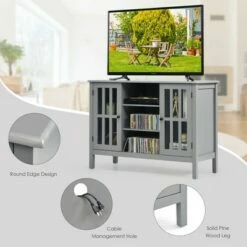 Costway Wood TV Stand Entertainment Media Center Console for TV's up to 50'' Grey 18 Costway Wood TV Stand Entertainment Media Center Console for TV's up to 50'' Grey -Cheap TV Stands Store unnamed file 6132