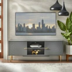 Tabaria TV Stand for TVs up to 55" Gray - Buylateral