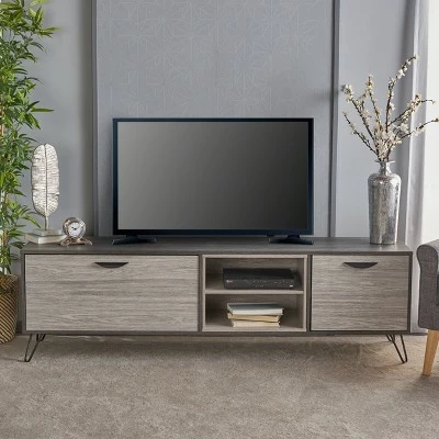 Isadora 71" Mid Century TV Stand for TVs up to 74" Sonoma Gray/Black - Christopher Knight Home 3 Isadora 71" Mid Century TV Stand for TVs up to 74" Sonoma Gray/Black - Christopher Knight Home