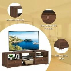 Costway TV Stand Entertainment Media Center Console for TV's up to 60'' w/Drawers WalnutBlack -Cheap TV Stands Store unnamed file 6225