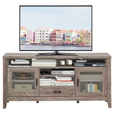 Costway TV Stand Tall Entertainment Center Hold up to 65'' TV w/ Glass Storage & Drawer 11 Costway TV Stand Tall Entertainment Center Hold up to 65'' TV w/ Glass Storage & Drawer - Image 9