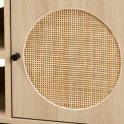 Ardon Bohemian Wood and Metal 2 Door Natural Rattan TV Stand for TVs up to 40" Light Brown/Black - Baxton Studio -Cheap TV Stands Store unnamed file 6256