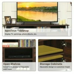 Costway 58'' Wood TV Stand Entertainment Media Center Console w/ Storage Cabinet -Cheap TV Stands Store unnamed file 6285