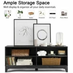 Costway 58'' Modern Wood TV Stand Console Storage Entertainment Media Center Walnut Black -Cheap TV Stands Store unnamed file 6340