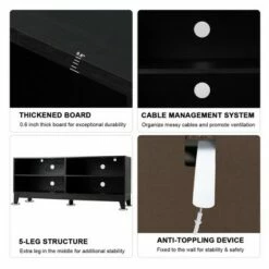 Costway 58'' Modern Wood TV Stand Console Storage Entertainment Media Center Walnut Black -Cheap TV Stands Store unnamed file 6343