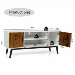 Costway Modern TV Stand Entertainment Media Console w/ Cabinets & Open Shelves