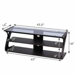 Costway 3-Tier Tempered Glass Top TV Stand Entertainment Center Media Console Furniture