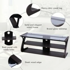 Costway 3-Tier Tempered Glass Top TV Stand Entertainment Center Media Console Furniture -Cheap TV Stands Store unnamed file 6392