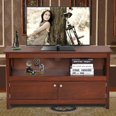 Costway 44'' TV Stand Console Wooden Storage Cabinet Shelf Media Center Television Stand 3 Costway 44'' TV Stand Console Wooden Storage Cabinet Shelf Media Center Television Stand