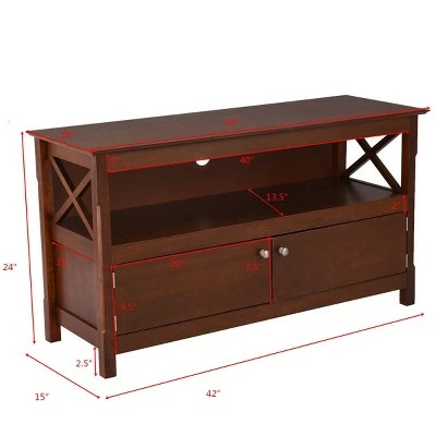 Costway 44'' TV Stand Console Wooden Storage Cabinet Shelf Media Center Television Stand 4 Costway 44'' TV Stand Console Wooden Storage Cabinet Shelf Media Center Television Stand - Image 2