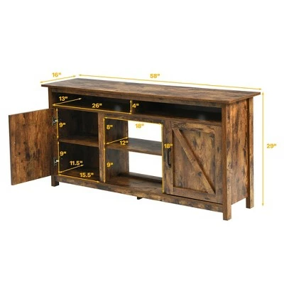 Costway 60''Industrial TV Stand Entertainment Console Center w/ Shelve & Cabinet 5 Costway 60''Industrial TV Stand Entertainment Console Center w/ Shelve & Cabinet - Image 3