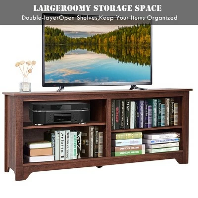 Costway 58'' TV Stand Entertainment Media Center Console Wood Storage Furniture Espresso 7 Costway 58'' TV Stand Entertainment Media Center Console Wood Storage Furniture Espresso - Image 5