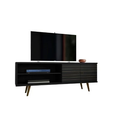 Liberty Mid-Century Modern 2 Shelves and 2 Doors TV Stand for TVs up to 60" - Manhattan Comfort Black 10 Liberty Mid-Century Modern 2 Shelves and 2 Doors TV Stand for TVs up to 60" - Manhattan Comfort Black - Image 8