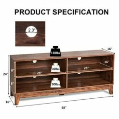 Costway 58'' Modern Wood TV Stand Console Storage Entertainment Media Center for Living Room