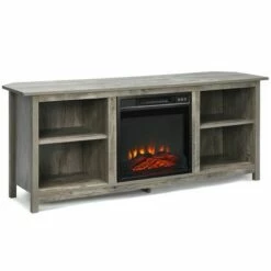 Costway 58'' 2-Tier Fireplace TV Stand W/18'' Electric Fireplace up to 65'' Grey -Cheap TV Stands Store unnamed file 6614