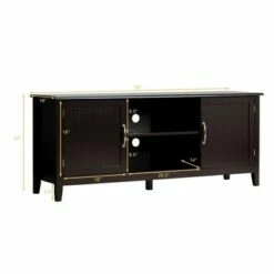 Costway TV Stand Entertainment Media Center for TV's up to 65'' w/Storage Cabinets Brown/White