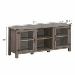 Costway TV Stand Entertainment Center for TV's up to 65'' w/ Storage Cabinets Deep Taupe