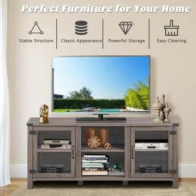 Costway TV Stand Entertainment Center for TV's up to 65'' w/ Storage Cabinets Deep Taupe 8 Costway TV Stand Entertainment Center for TV's up to 65'' w/ Storage Cabinets Deep Taupe - Image 6