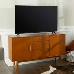 Mid-Century Modern Wood Console TV Stand for TVs up to 65" - Saracina Home Walnut -Cheap TV Stands Store unnamed file 6672