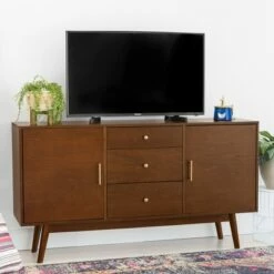 Mid-Century Modern Wood Console TV Stand for TVs up to 65" - Saracina Home Walnut -Cheap TV Stands Store unnamed file 6674