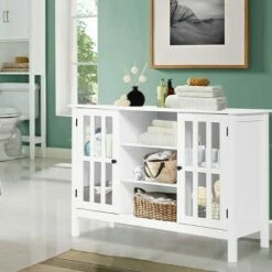 Costway Wood TV Stand Entertainment Media Center Console for TV up to 50'' White -Cheap TV Stands Store unnamed file 6708