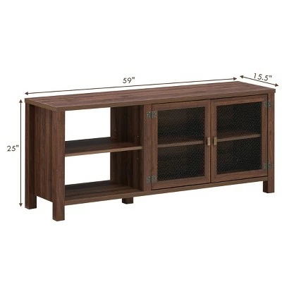 Costway TV Stand Entertainment Center for TV's up to 65''w/ 2 Metal Mesh Doors Walnut 3 Costway TV Stand Entertainment Center for TV's up to 65''w/ 2 Metal Mesh Doors Walnut