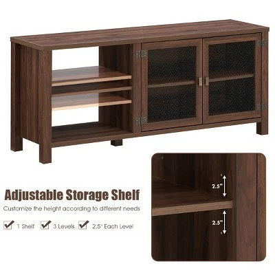Costway TV Stand Entertainment Center for TV's up to 65''w/ 2 Metal Mesh Doors Walnut 9 Costway TV Stand Entertainment Center for TV's up to 65''w/ 2 Metal Mesh Doors Walnut - Image 7